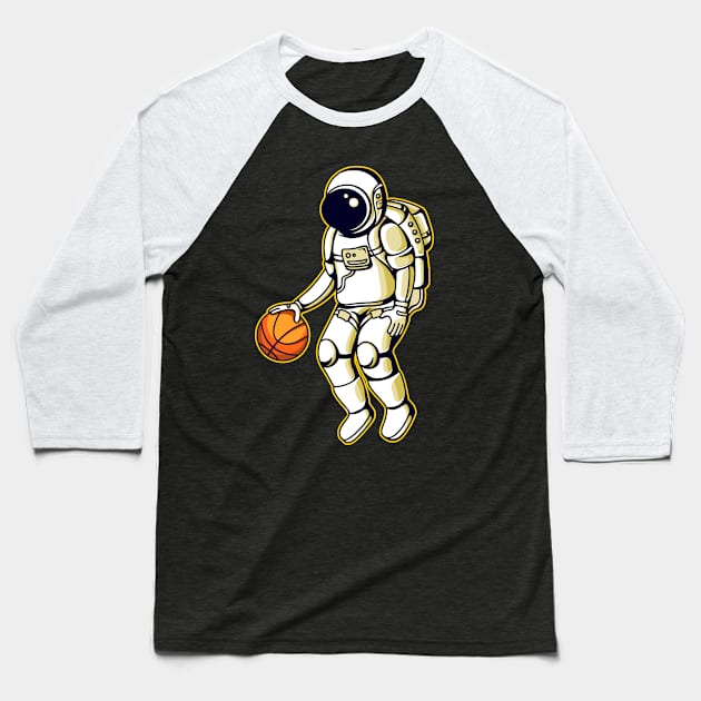 Astronaut and Basketball Baseball T-Shirt by VEKTORKITA